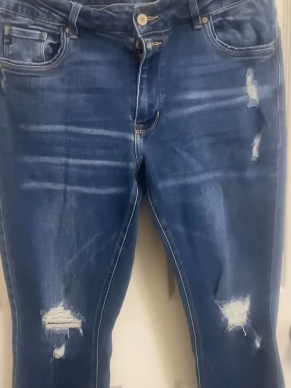 Women's Skinny Distressed Stretch Jeans - Dark Blue